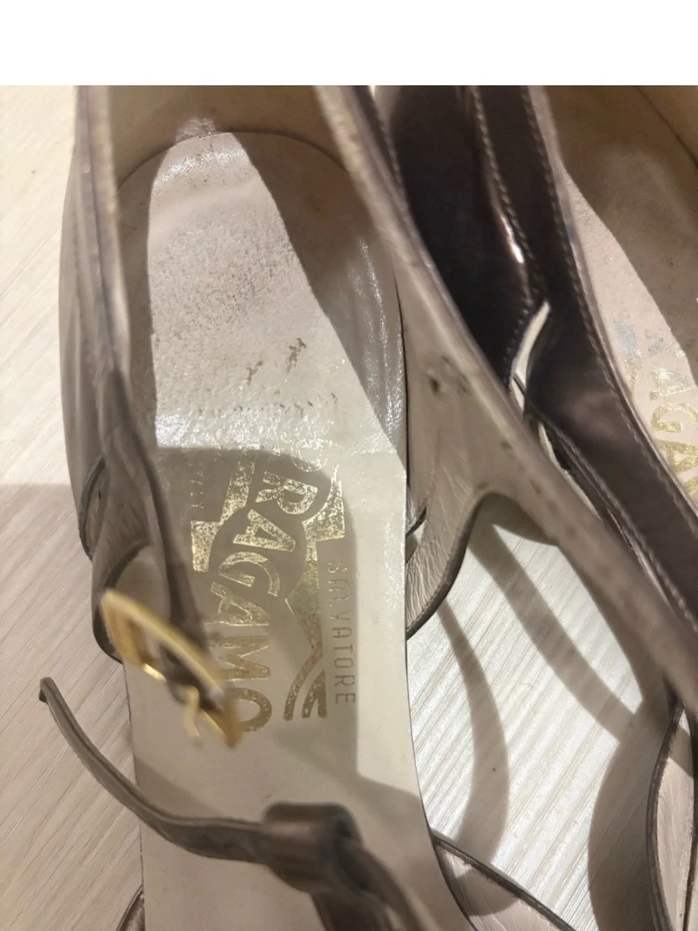 Authentic Salvatore Ferragamo brown strappy slingback sandals i